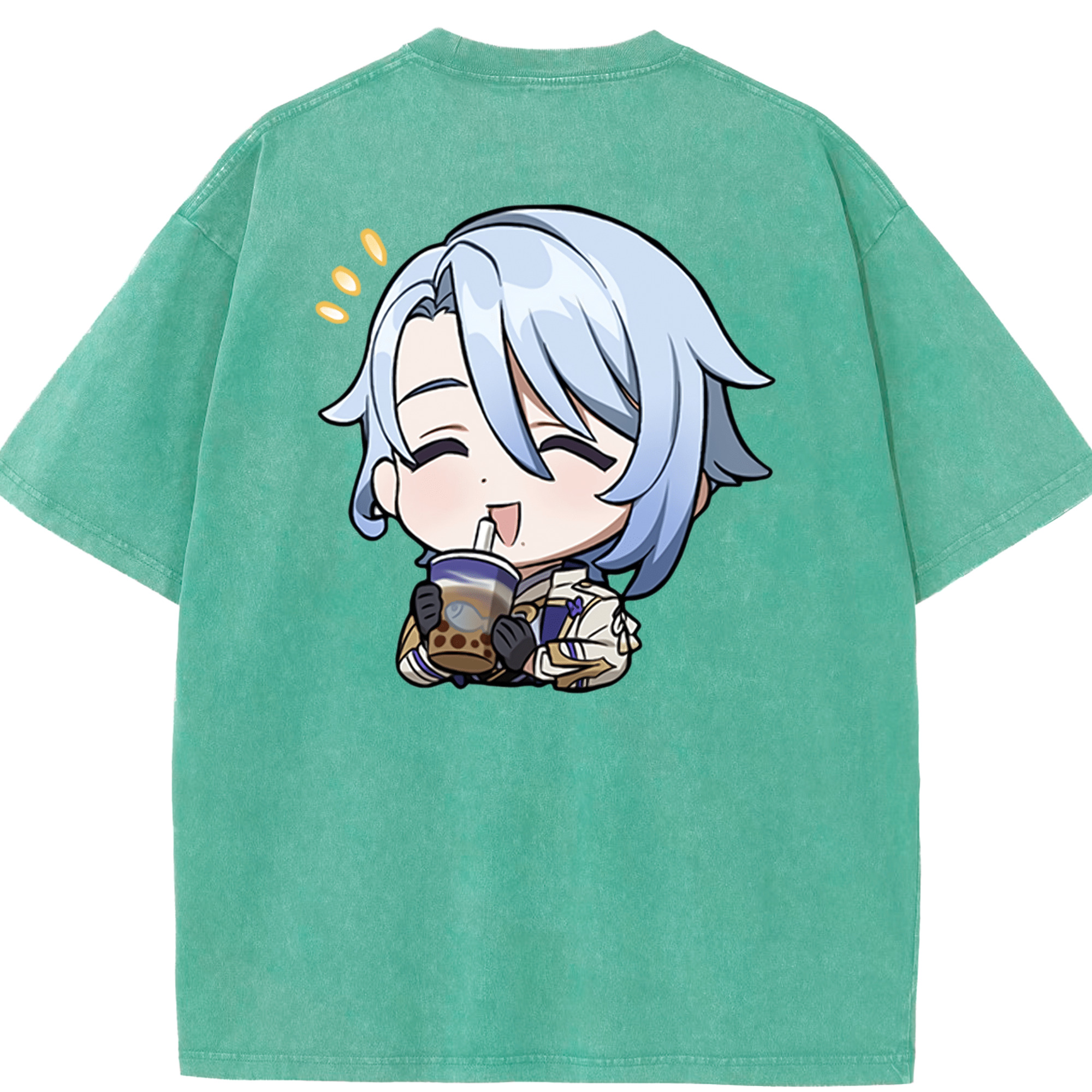 げんし神 神里綾人 かみさとあやと genshin Kamisato Ayato 綿100% ヴィンテージ風 半袖Tシャツ（背面プリント）